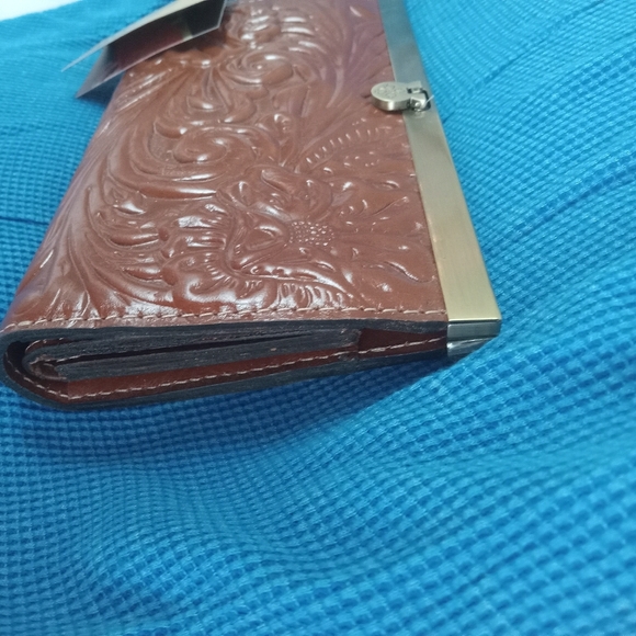 Patricia Nash Cauchy Tan Leather Embossed Clutch Wallet